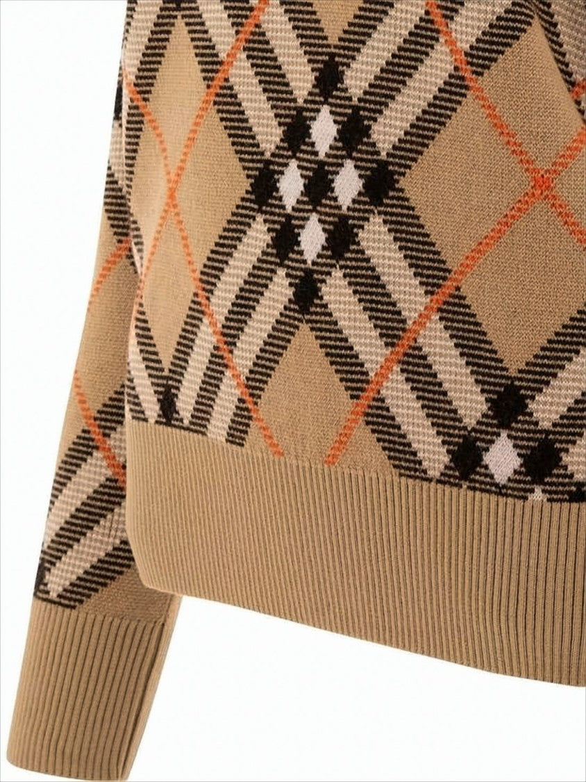 Burberry Classic Check Sweater With Ribbed Cuffs