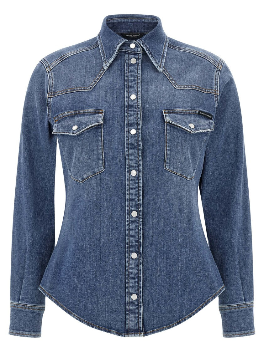 Dolce & Gabbana Used-Effect Cotton Denim Shirt