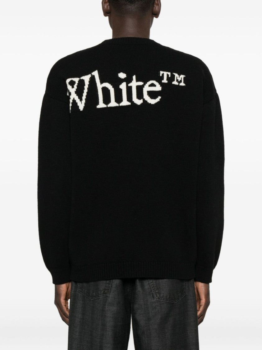 Off-White Knit Sweater With Bold Beige Branding