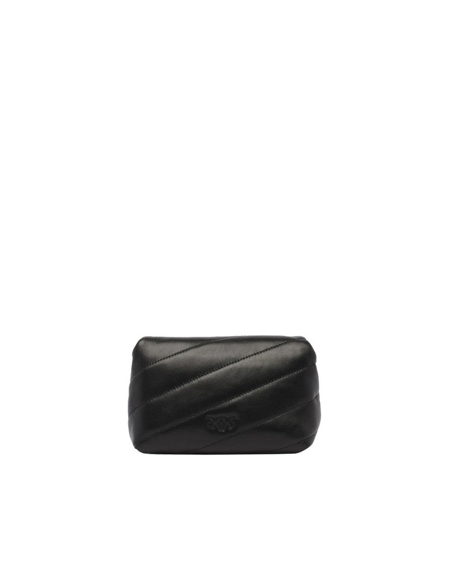 Pinko Small Baby Love Bag Puff Crossbody Bag In Black/Old Silver