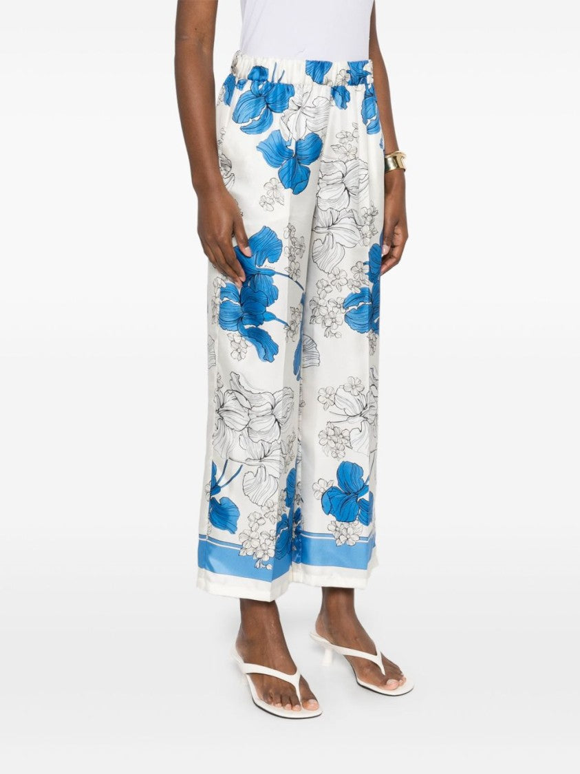 Parosh Serenella Floral Print Wide-Leg Trousers