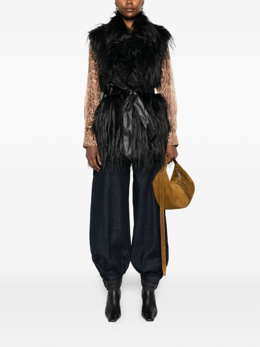 Pinko Plush Black Faux Fur Coat