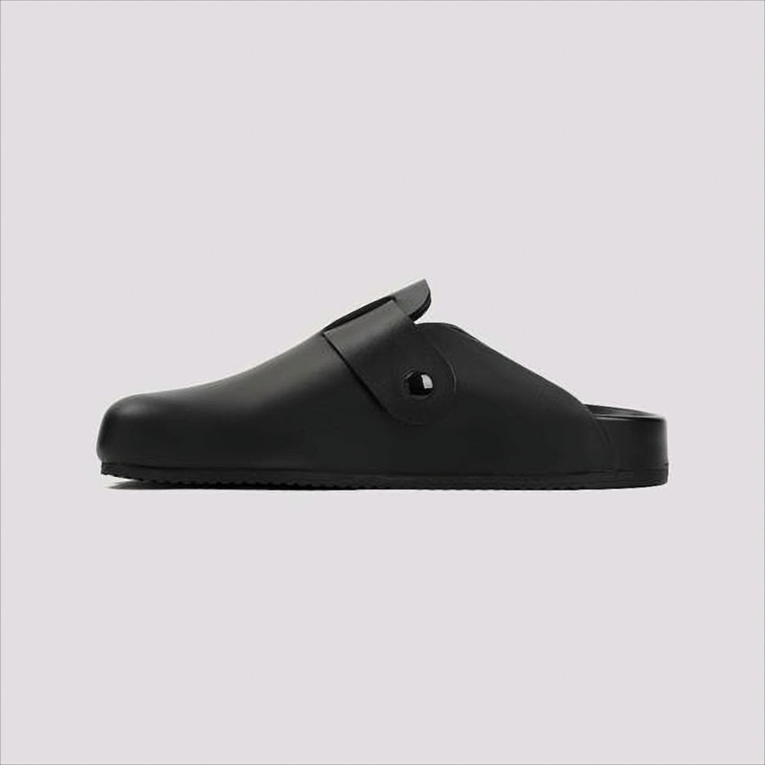 Balenciaga Black Calf Leather Mule With Statement Buckle