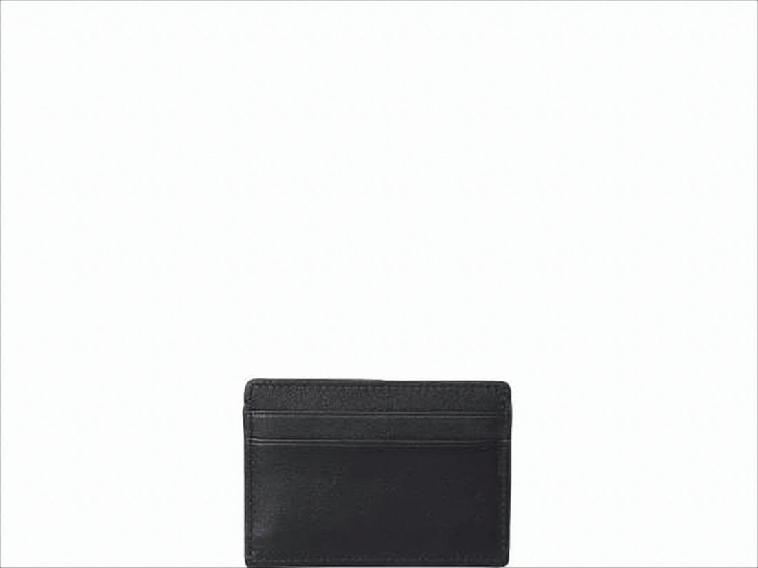 Versace Sleek Black Leather Card Wallet With Gold Emblem