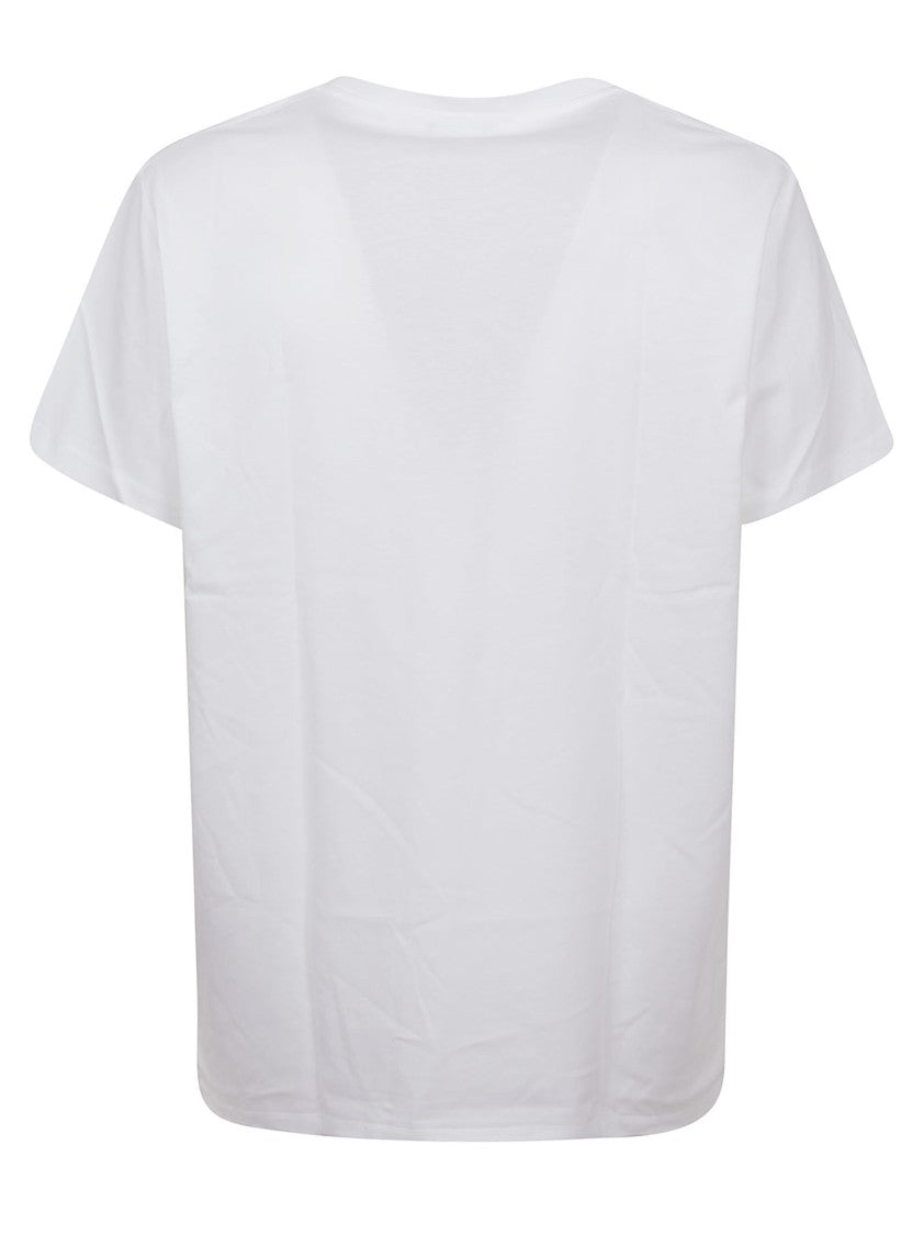 Balmain Contrasting Print Cotton T-Shirt With Crew Neck