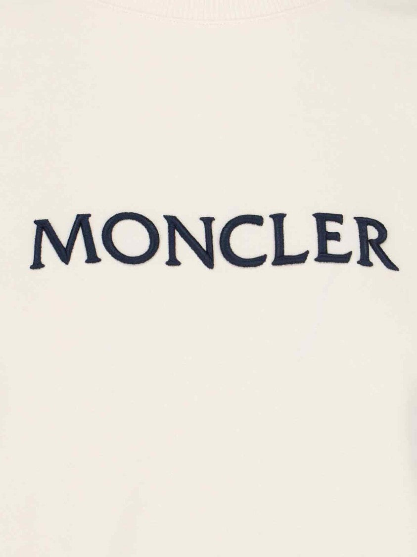 Moncler Crewneck Cotton Sweatshirt With Embroidered Logo And Multicolor Patch