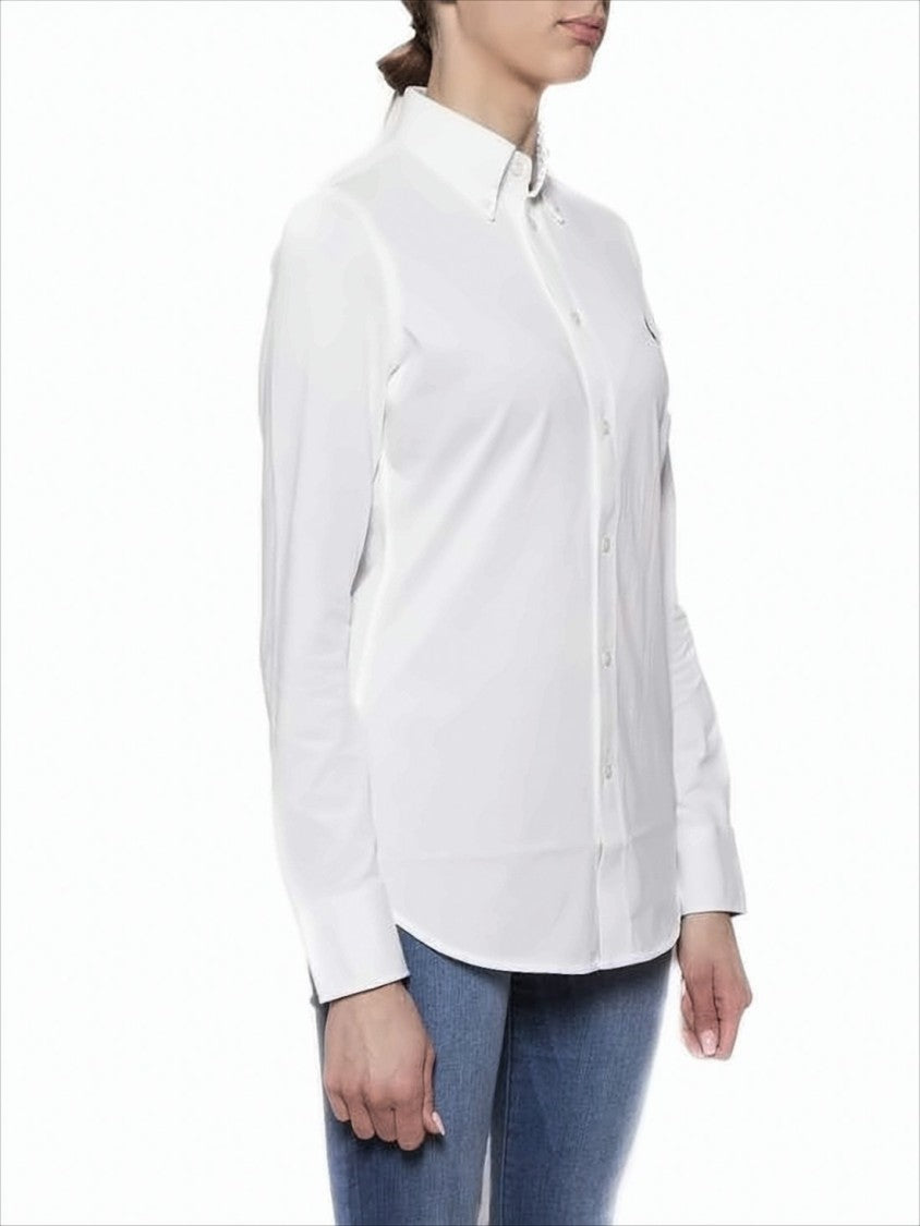 Polo Ralph Lauren Long-Sleeve Button-Up Shirt With Curved Hem And Logo