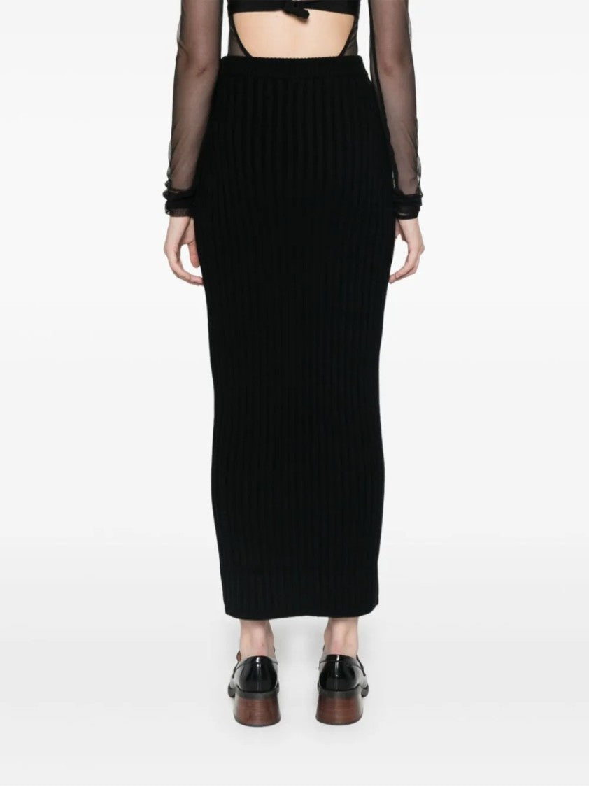 Max Mara Silk Maxi Skirt With Ribbed Texture