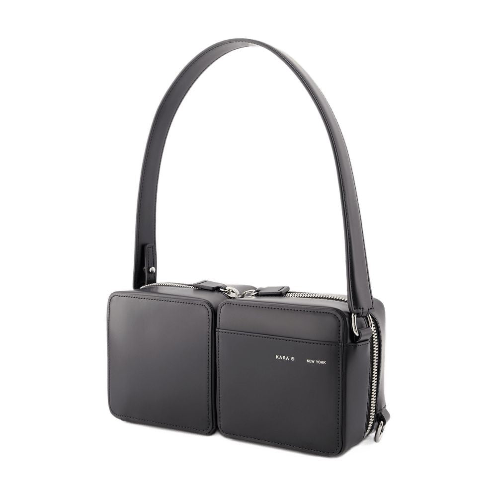 Kara Hobo Stacked Bag - Leather - Black