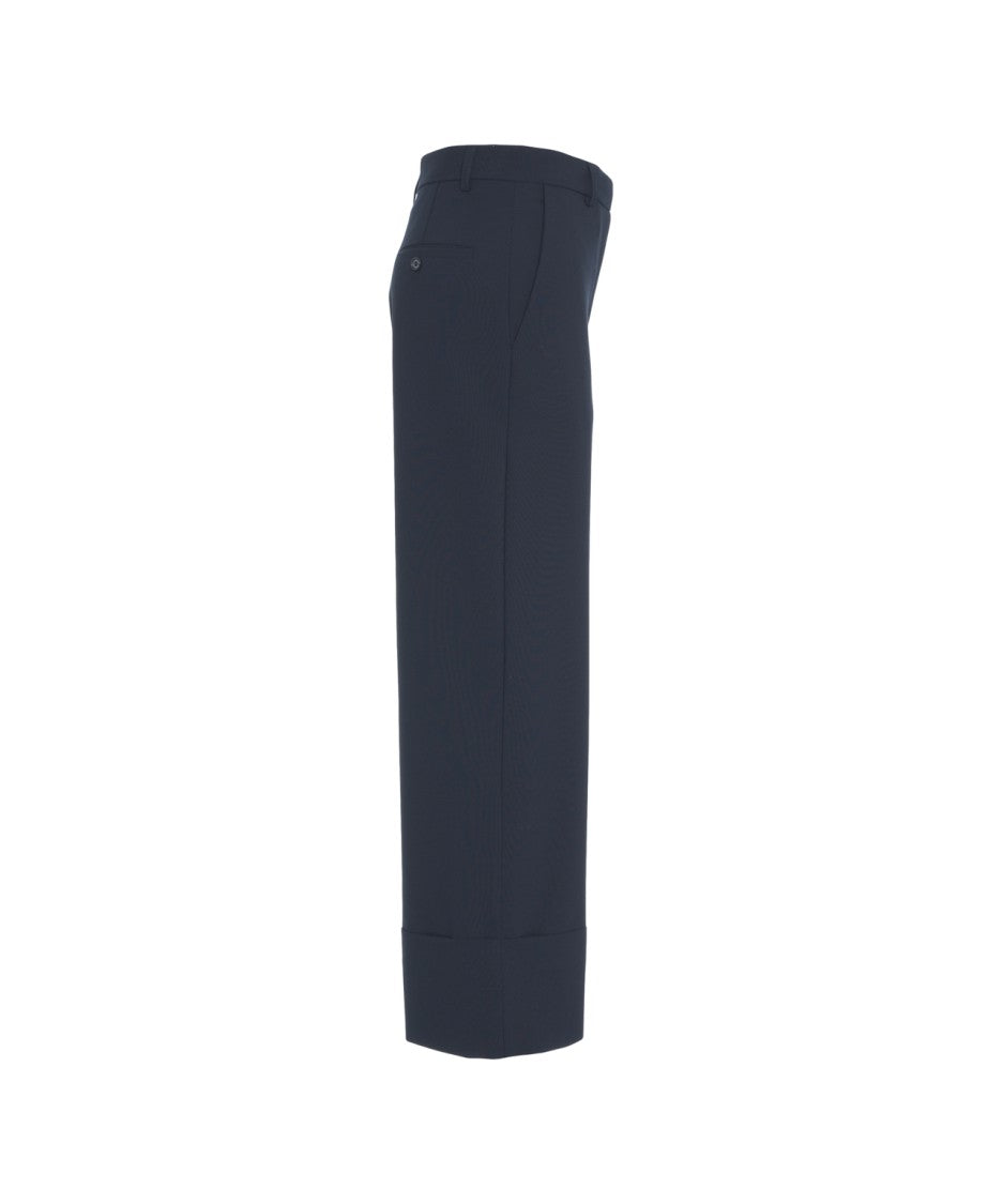 Ottod'ame High-Waisted Wide-Leg Trousers With Cuffed Hem