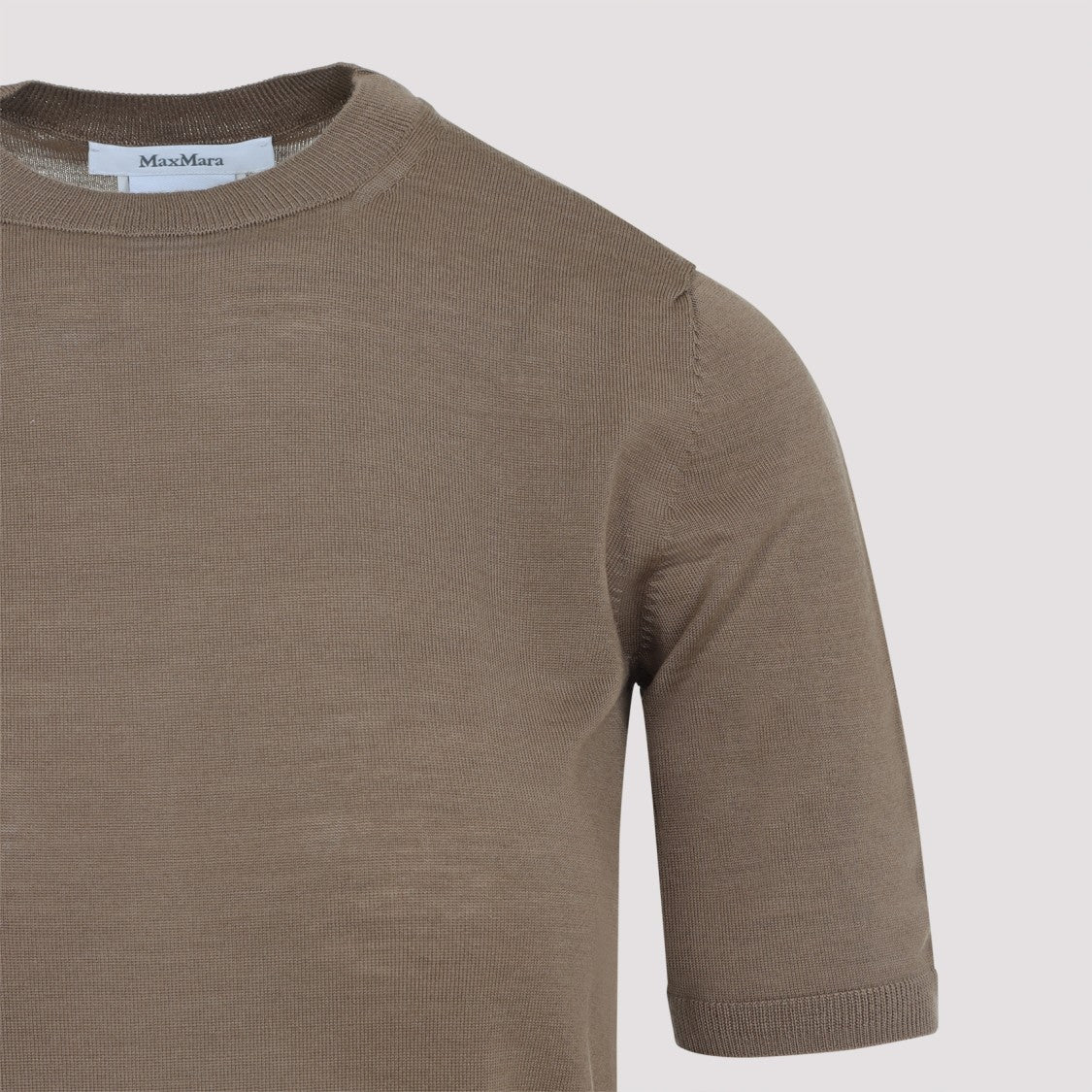 Max Mara Short-Sleeve Virgin Wool Sweater With Classic Round Neckline
