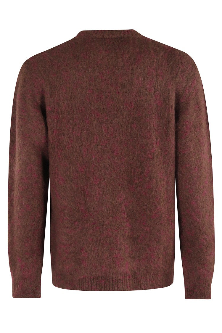 A Paper Kid Fuzzy Brown Knitted Crew Neck Sweater