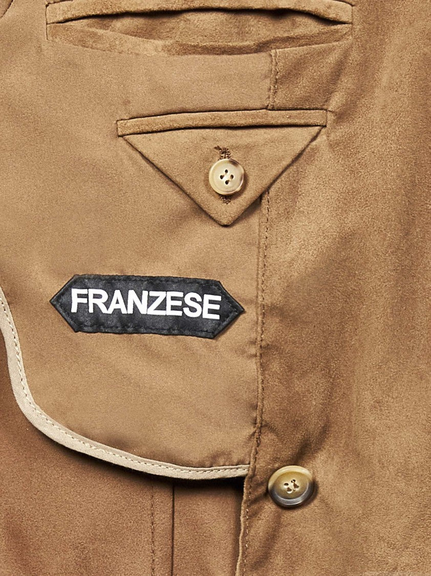 Franzese Collection Beige Double-Breasted Suede Jacket