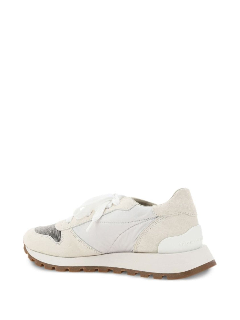 Brunello Cucinelli Color-Blocked Leather And Fabric Sneakers