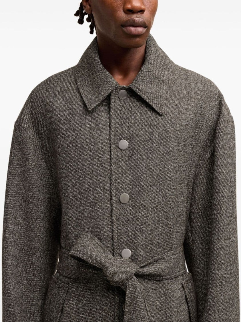Ami Grey Belted Coat