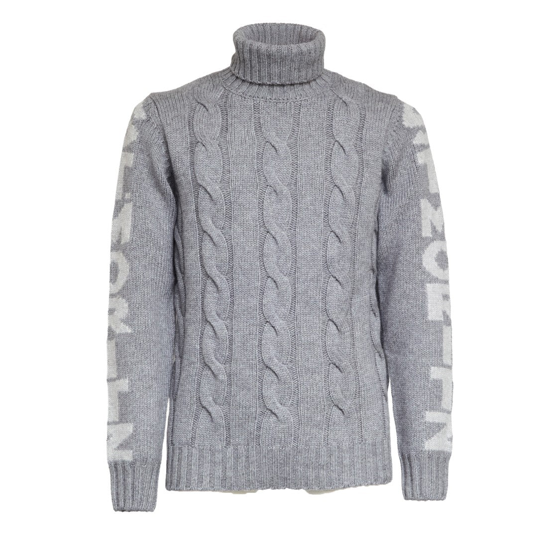 Mc2 Saint Barth Braided Cable Knit Turtleneck Sweater With Ribbed Detailing
