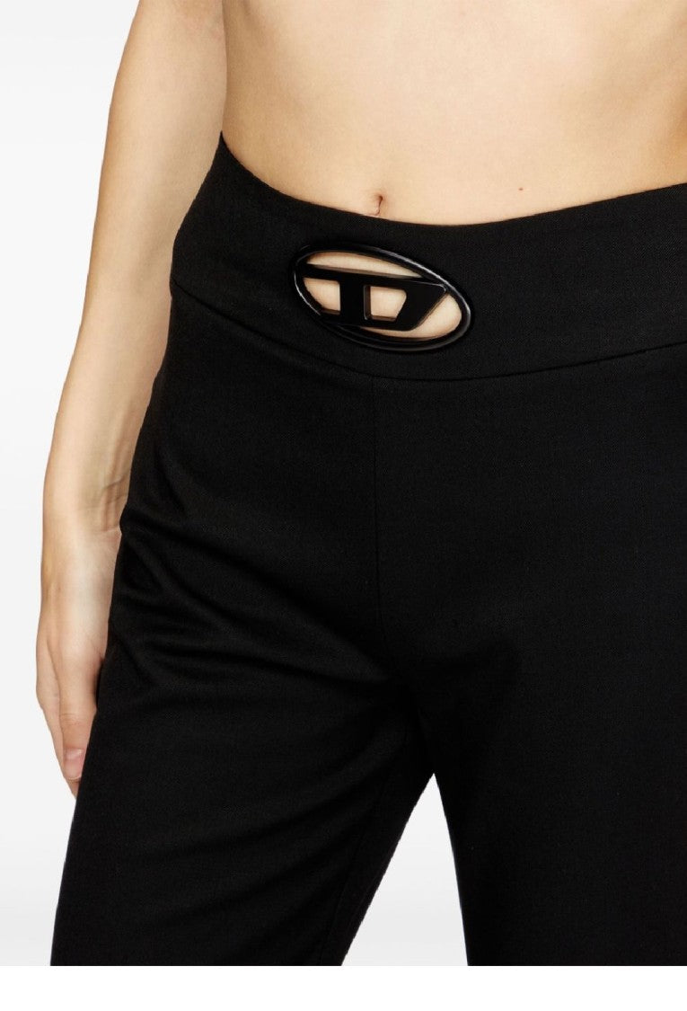 Diesel High-Waisted Wide-Leg Trousers With Signature Logo Detail