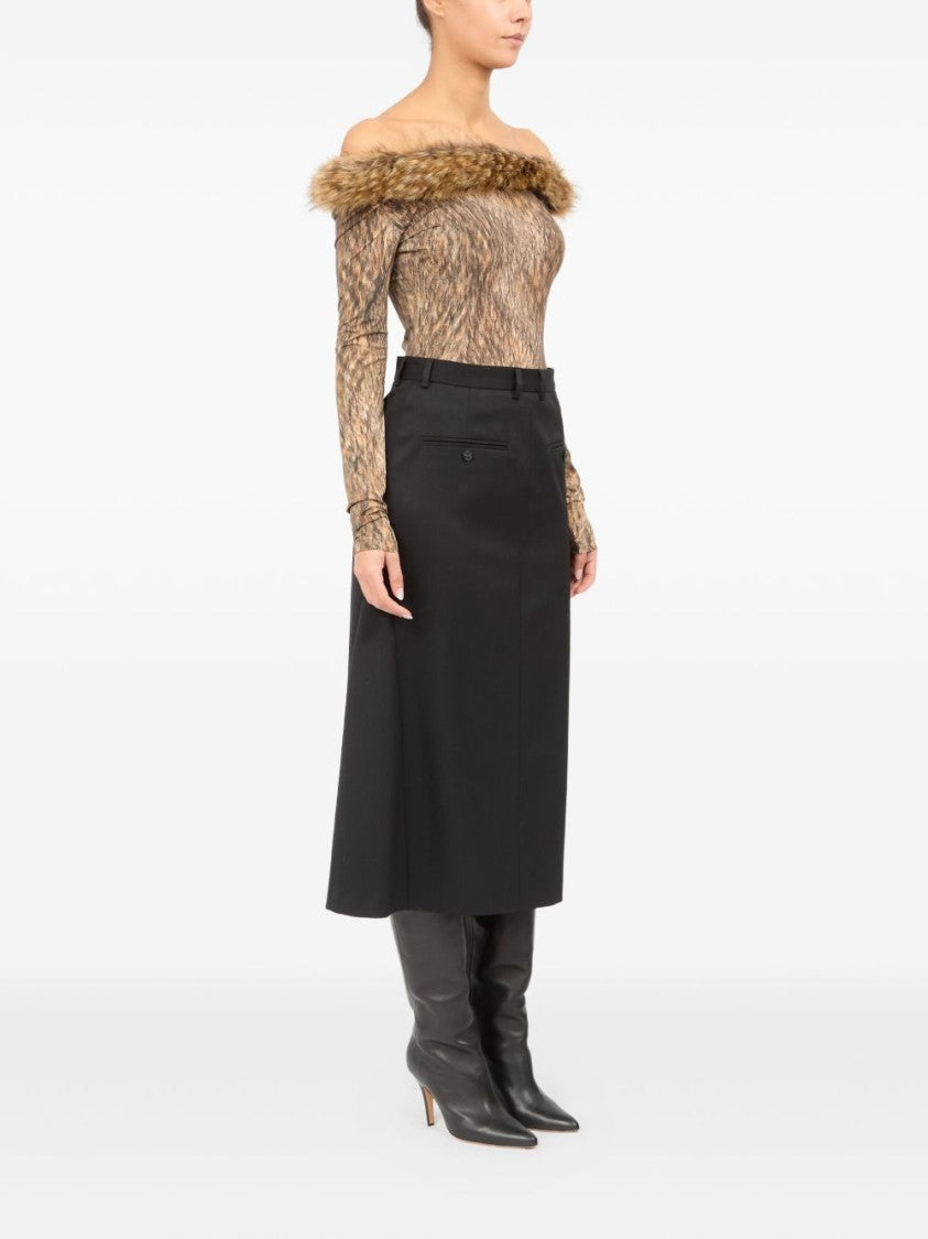 Mm6 By Maison Margiela Flared Black Midi Skirt With Structured Design