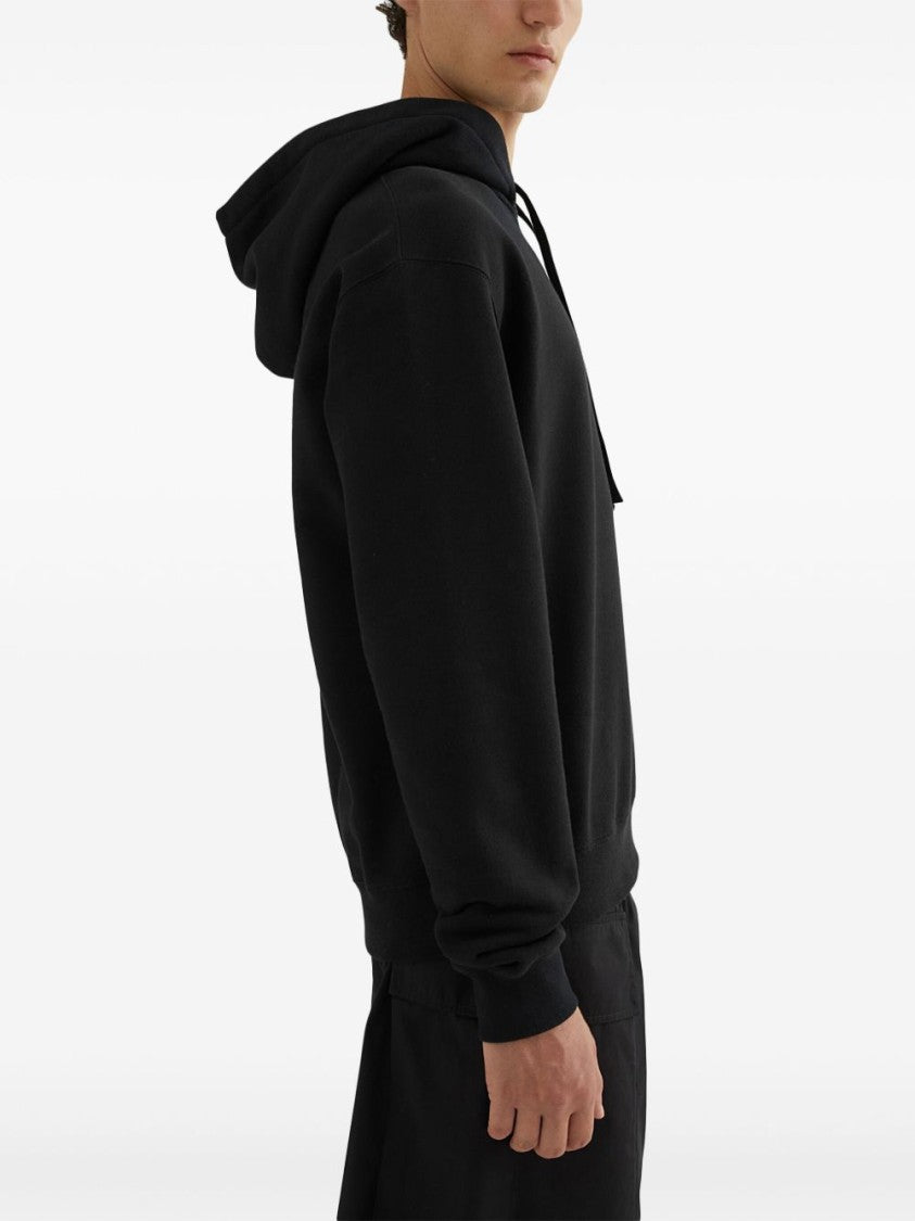 Jil Sander Relaxed Fit Black Cotton Hoodie With Logo Print