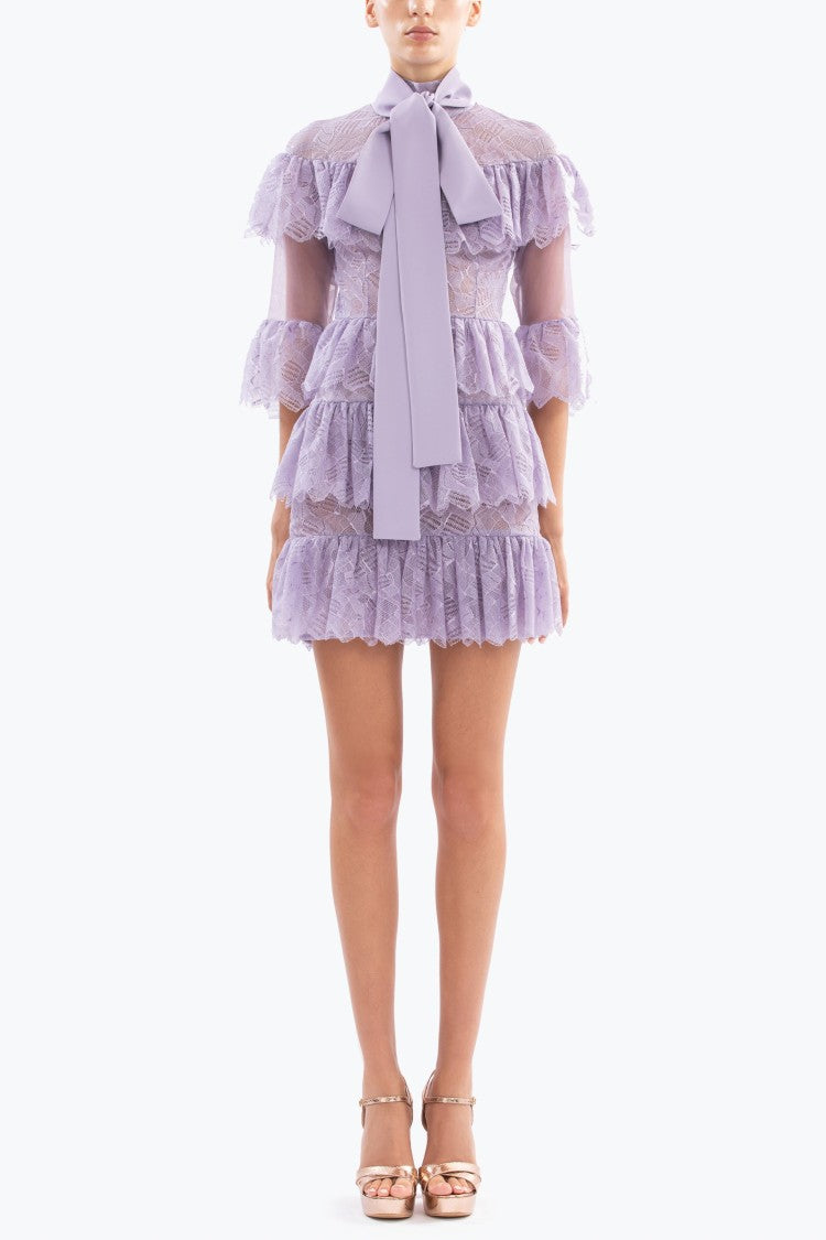 Saiid Kobeisy Ruffled Lace Mini Dress