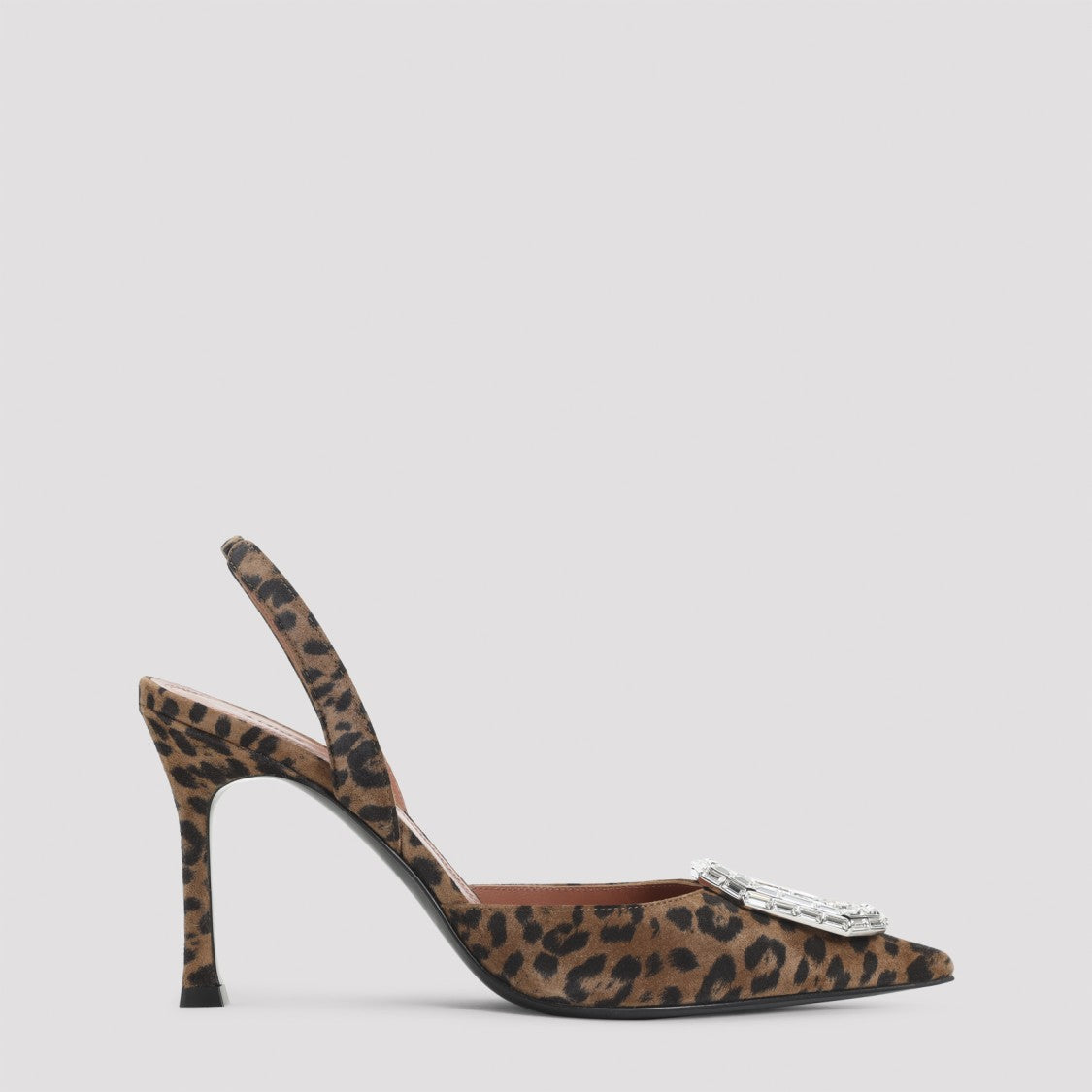 Amina Muaddi Pointed-Toe Slingback Heels With Crystal Embellishment