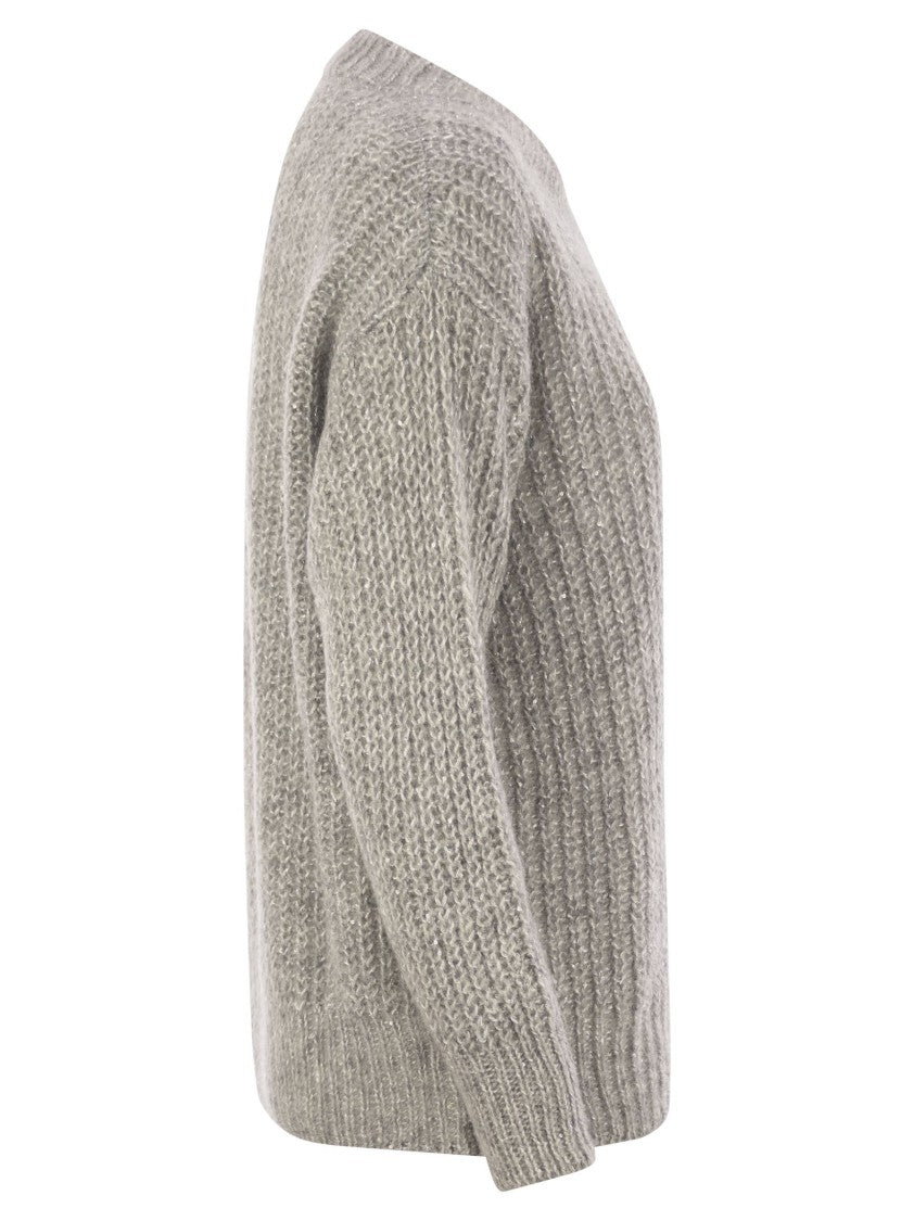 Herno Openwork V-Neck Sweater With Alpaca-Blend Composition