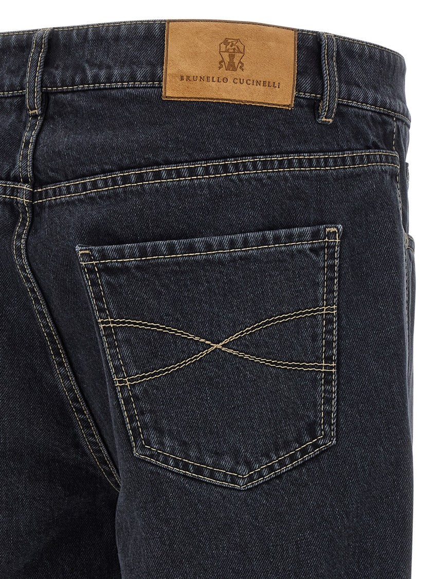 Brunello Cucinelli Garment-Dyed Black Denim Jeans