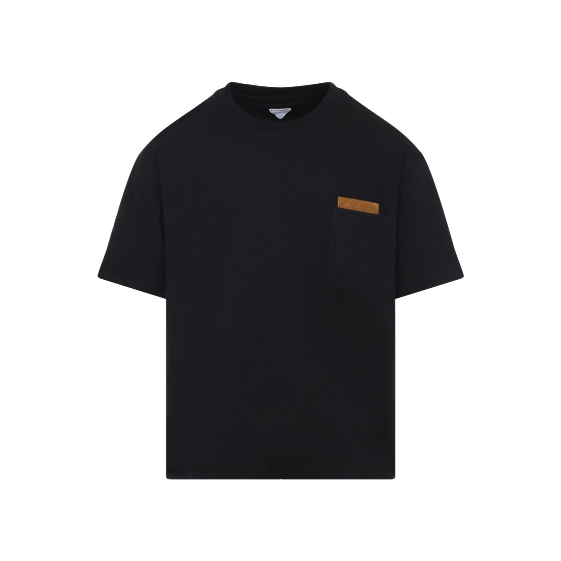 Bottega Veneta Black Cotton T-Shirt With Suede Intrecciato Patch Detail