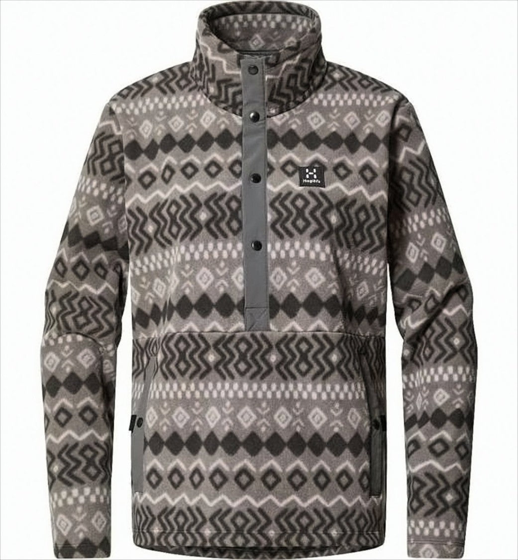 Haglöfs Geometric Pattern Long-Sleeve Pullover With High Collar