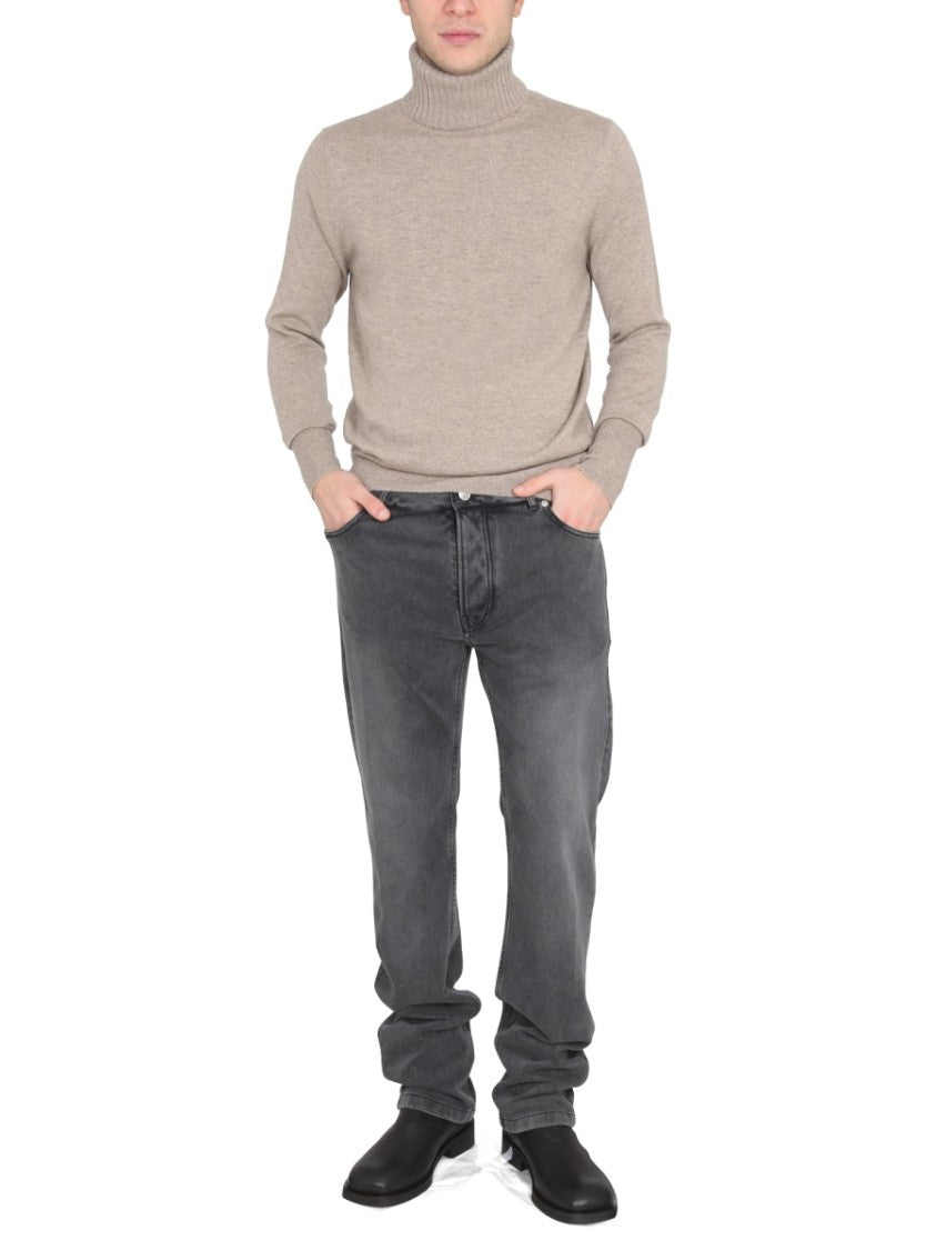 Ballantyne Cross-Neck Ribbed Cashmere Turtleneck Sweater
