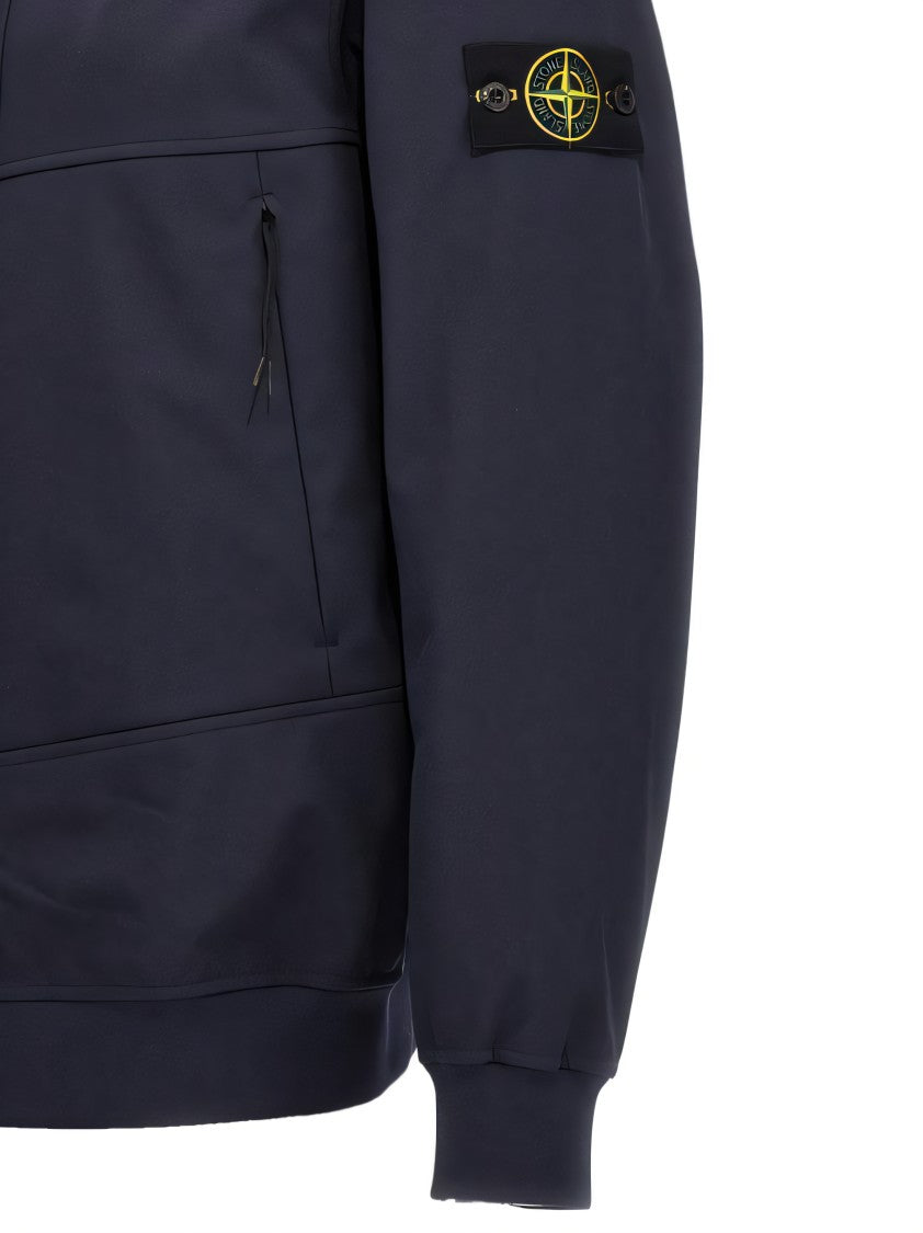 Stone Island Hooded Black Jacket With Multiple Zippered Pockets