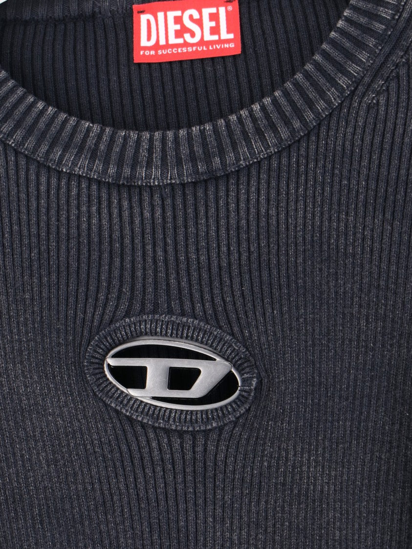 Diesel "M-Anchor-A" Knit Crop Top – Black