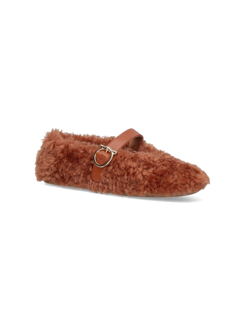 Ferragamo Rounded Toe Flat Shoes With Low-Profile Sole