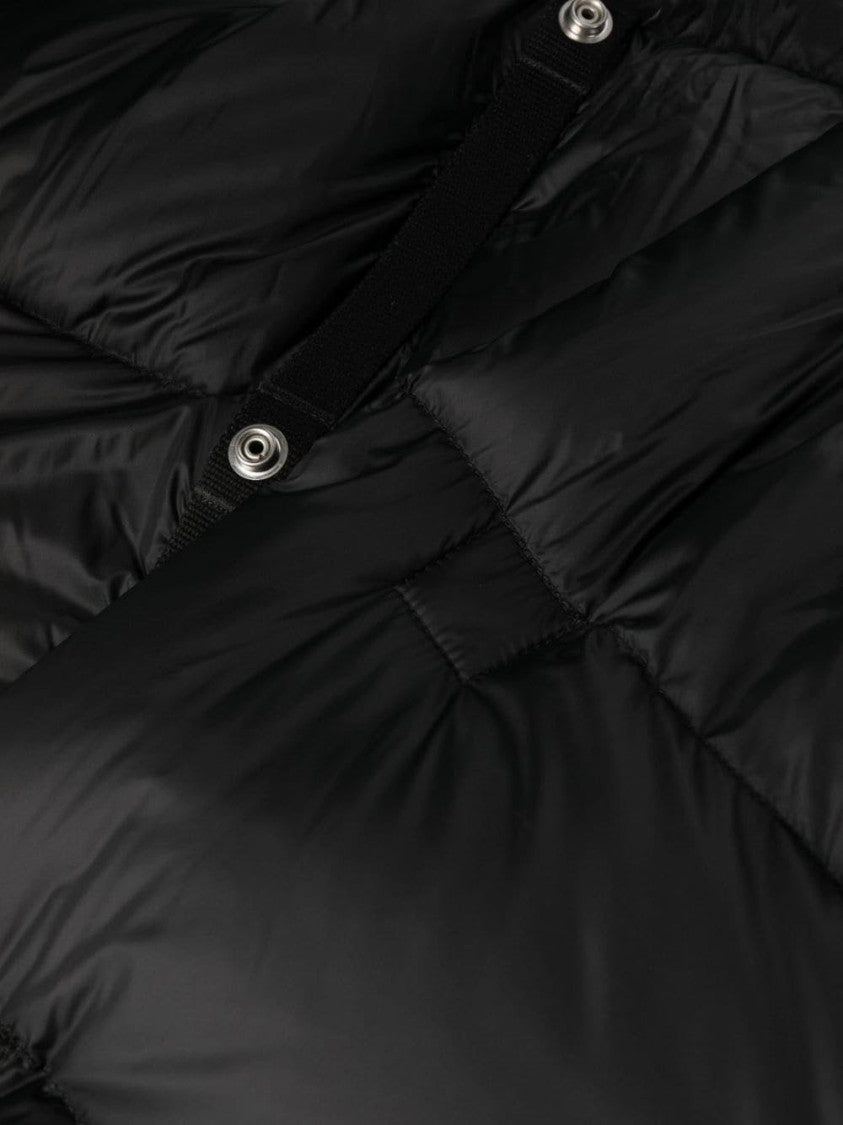 Rick Owens Quilted Black Down Coat With Design