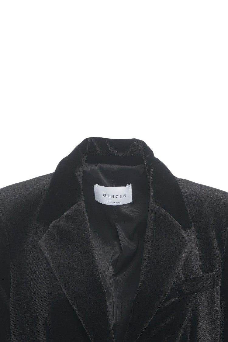 Gender Velvet Blazer With Single-Breasted Design And Tailored Fit