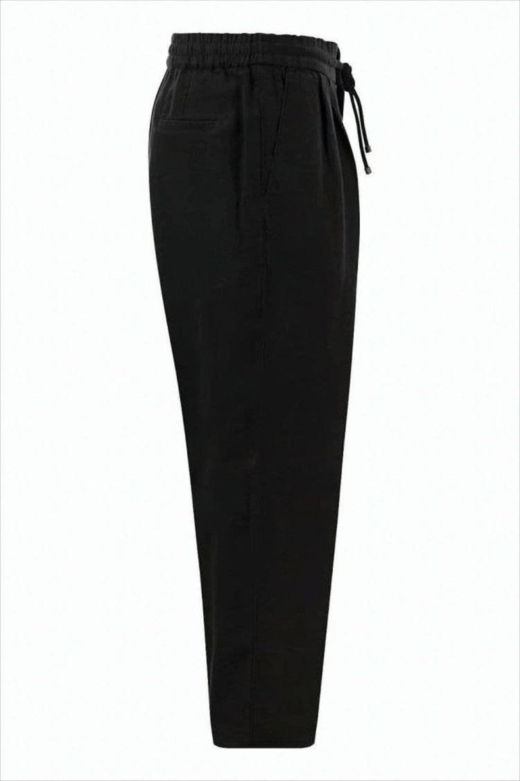 Brunello Cucinelli Relaxed Fit Black Linen Jogger Pants