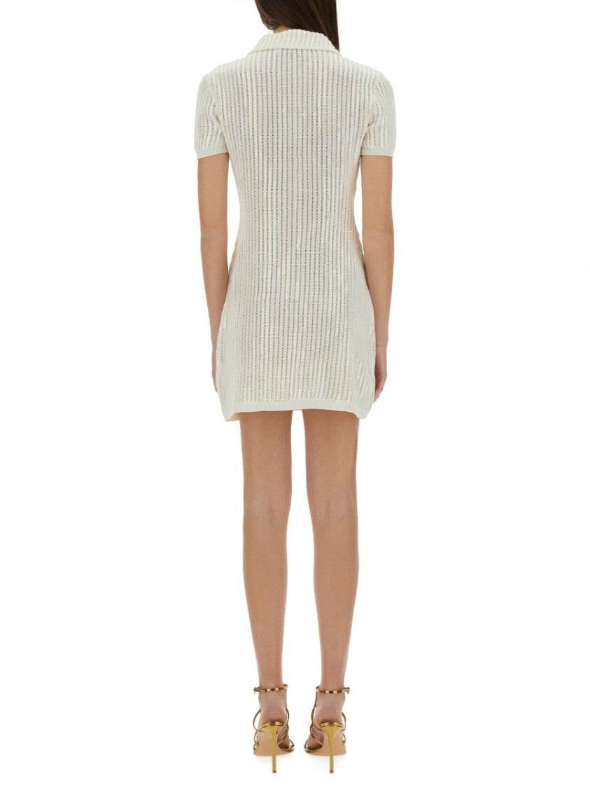 Self-Portrait Mini Crochet Dress With Sequins