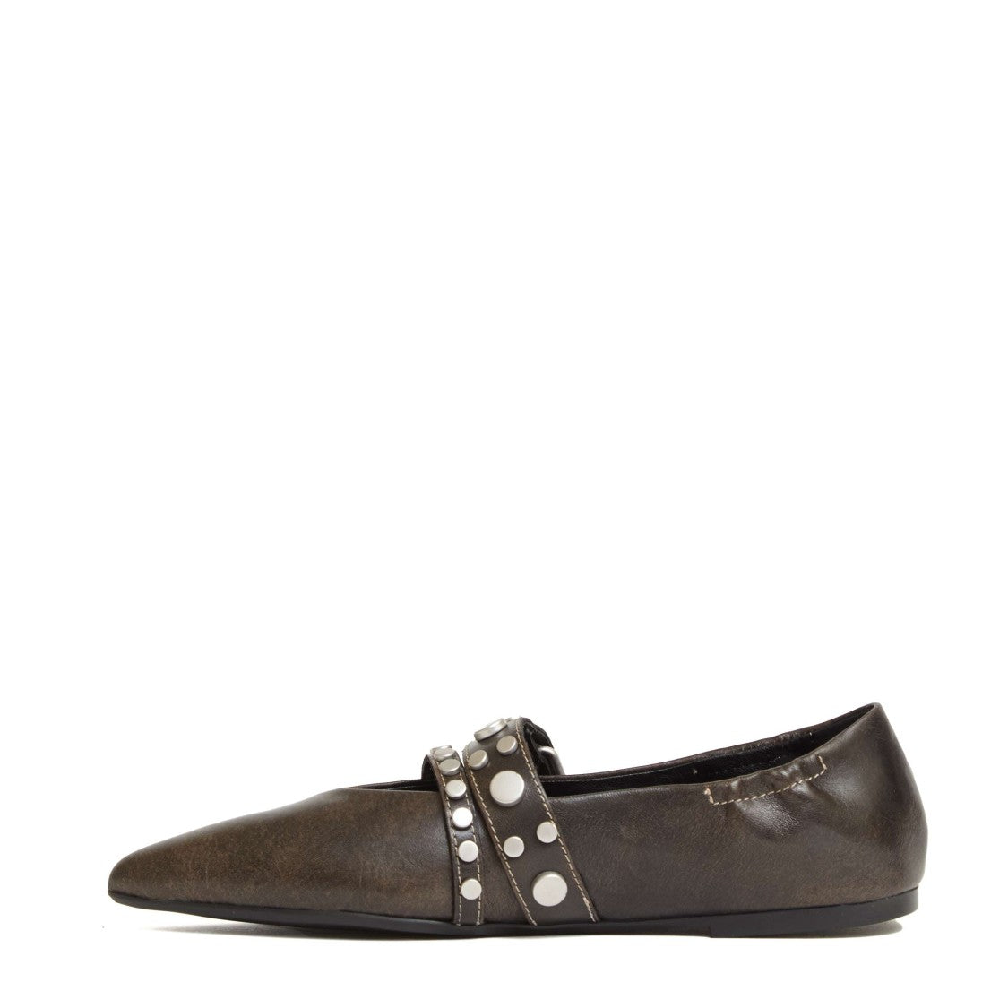 Ash Pointed Toe Ballerinas With Vintage Leather