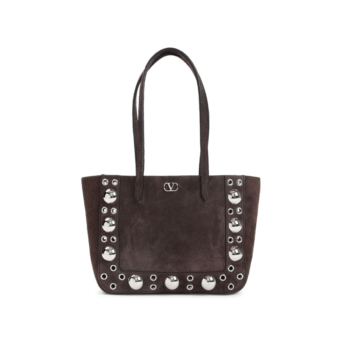 Valentino Garavani Spacious Brown Cow Suede Shoulder Bag