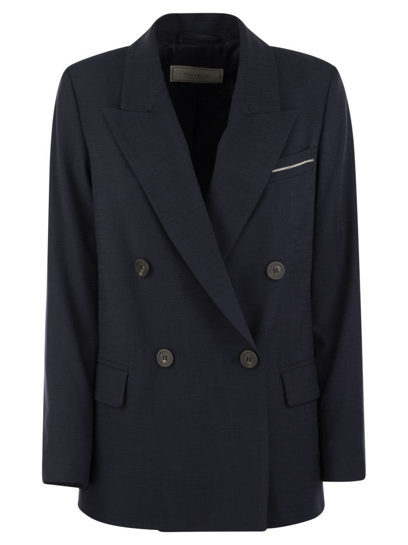 Peserico Viscose Blend Double-Breasted Blazer