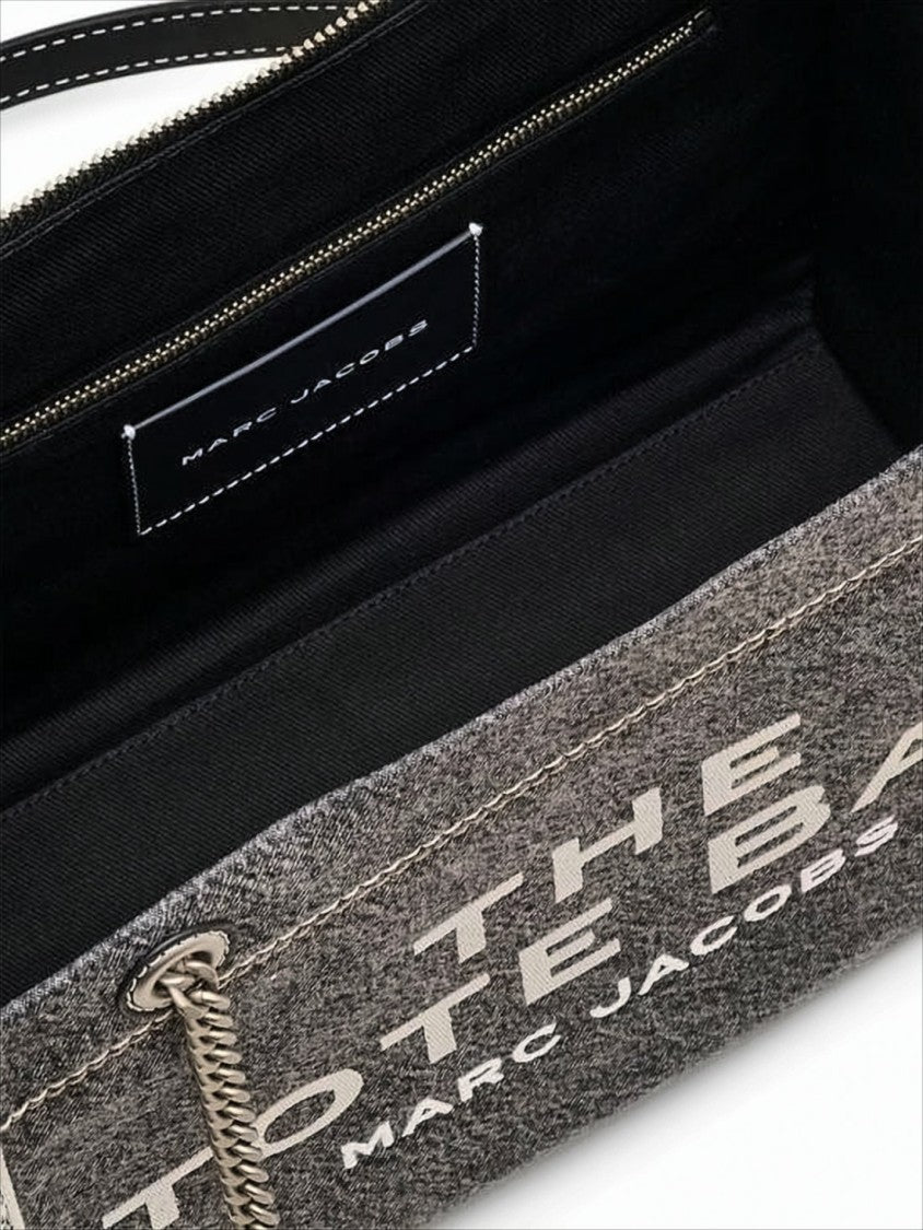 Marc Jacobs Textured Cotton Tote Bag With Chain