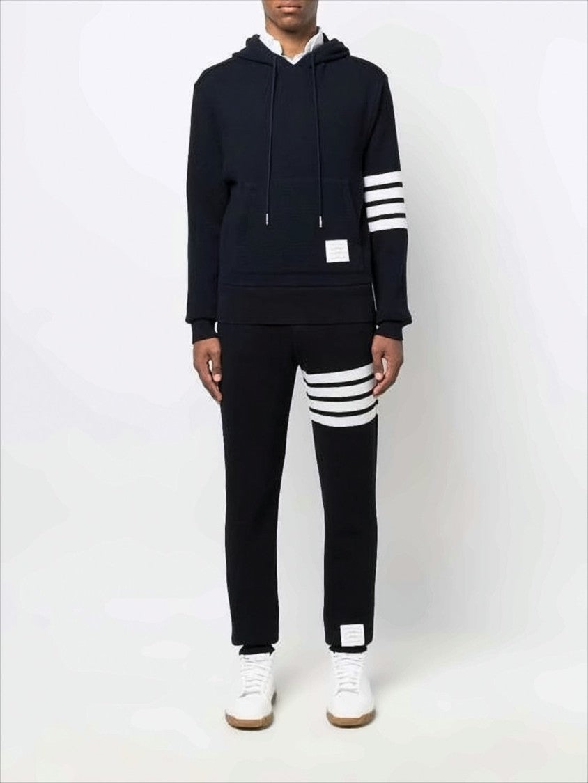 Thom Browne Textured Knit Jogger Pants With Striking Contrast Stripes