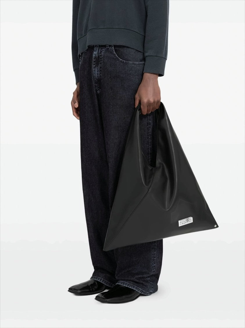 Mm6 By Maison Margiela Triangular Black Handbag With Geometric Design