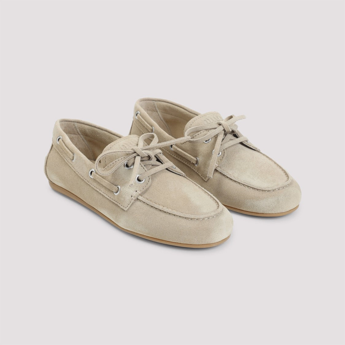 Miu Miu Ecru Suede Calf Leather Loafers