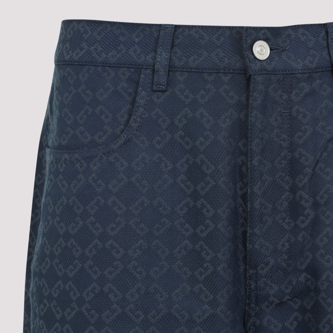 Givenchy Grey/Blue Signature G Logo Straight Hem Cotton Pants