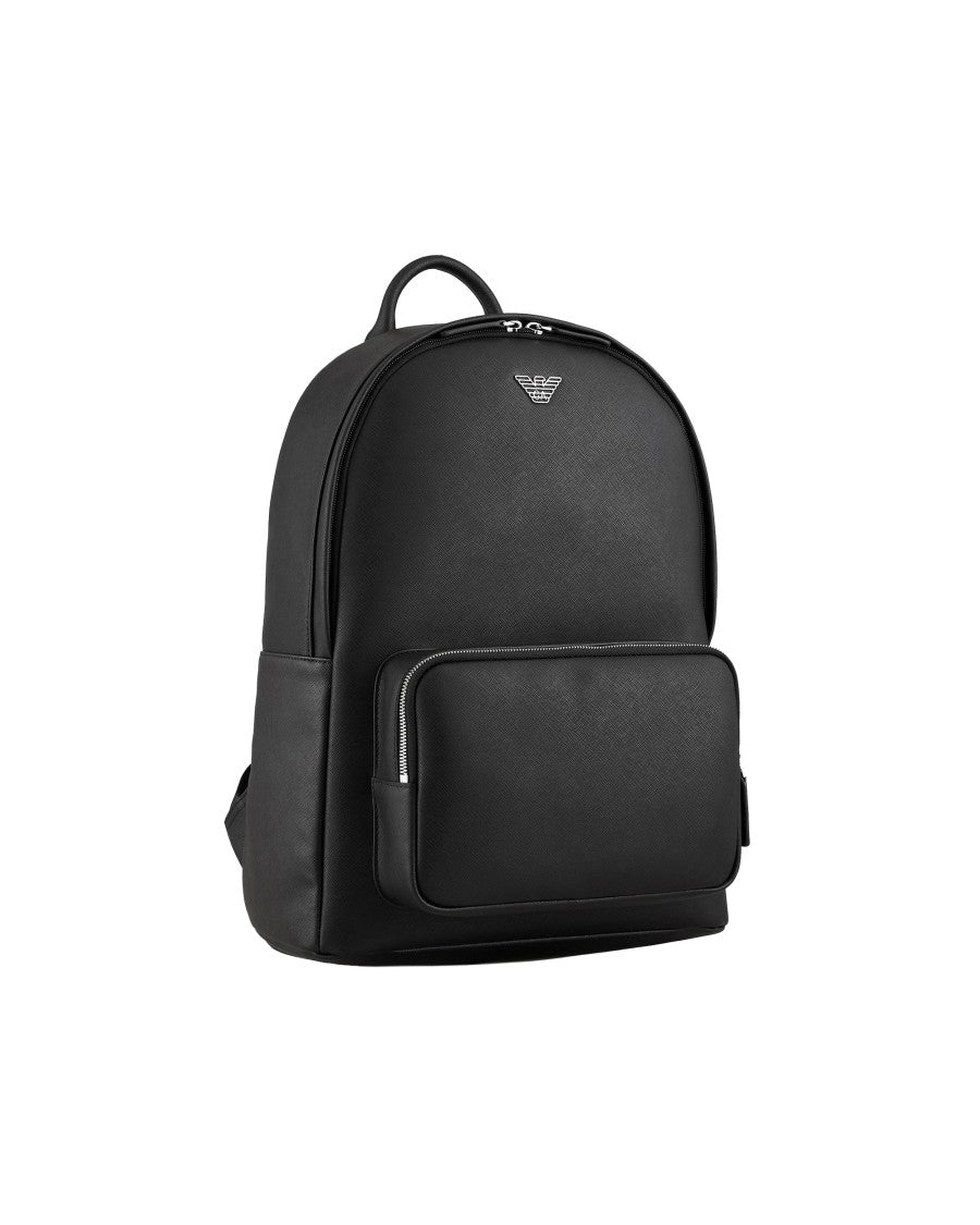 Emporio Armani Roundshape Backpack In Recycled Leather – Black