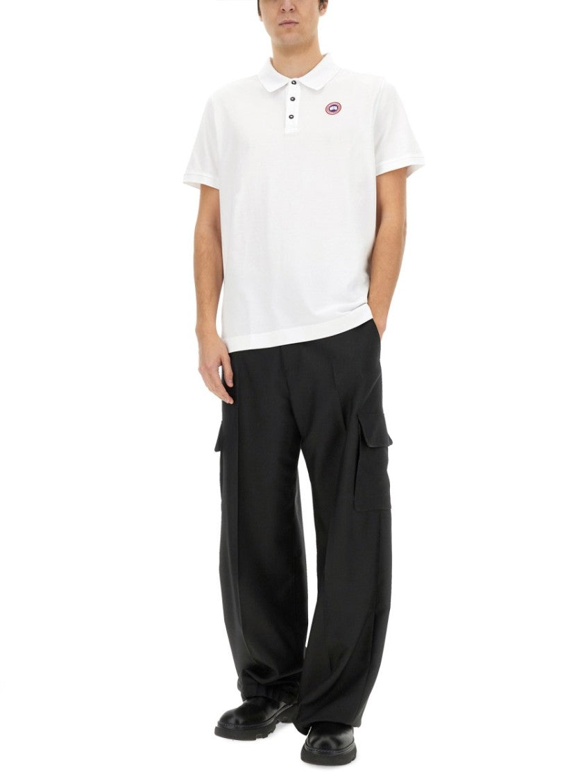 Canada Goose White Polo With Buttoned Placket And Logo Detail