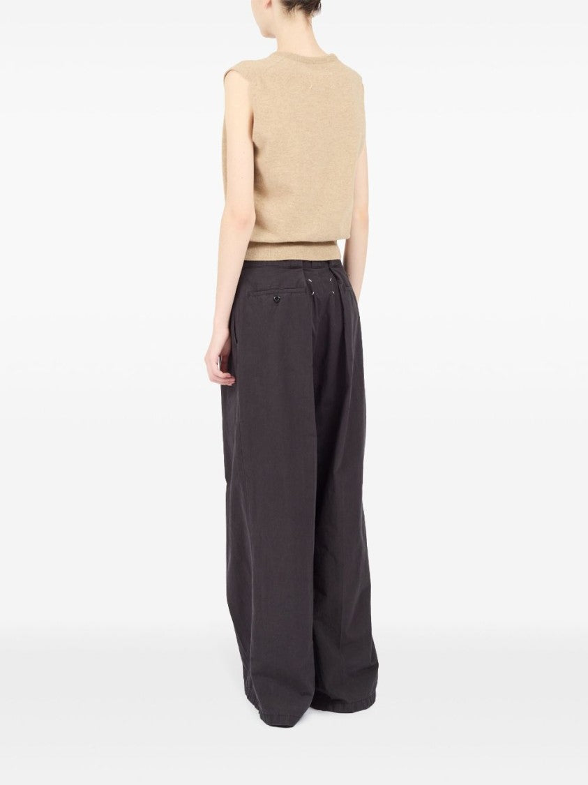 Maison Margiela Knitted Beige Wool Vest