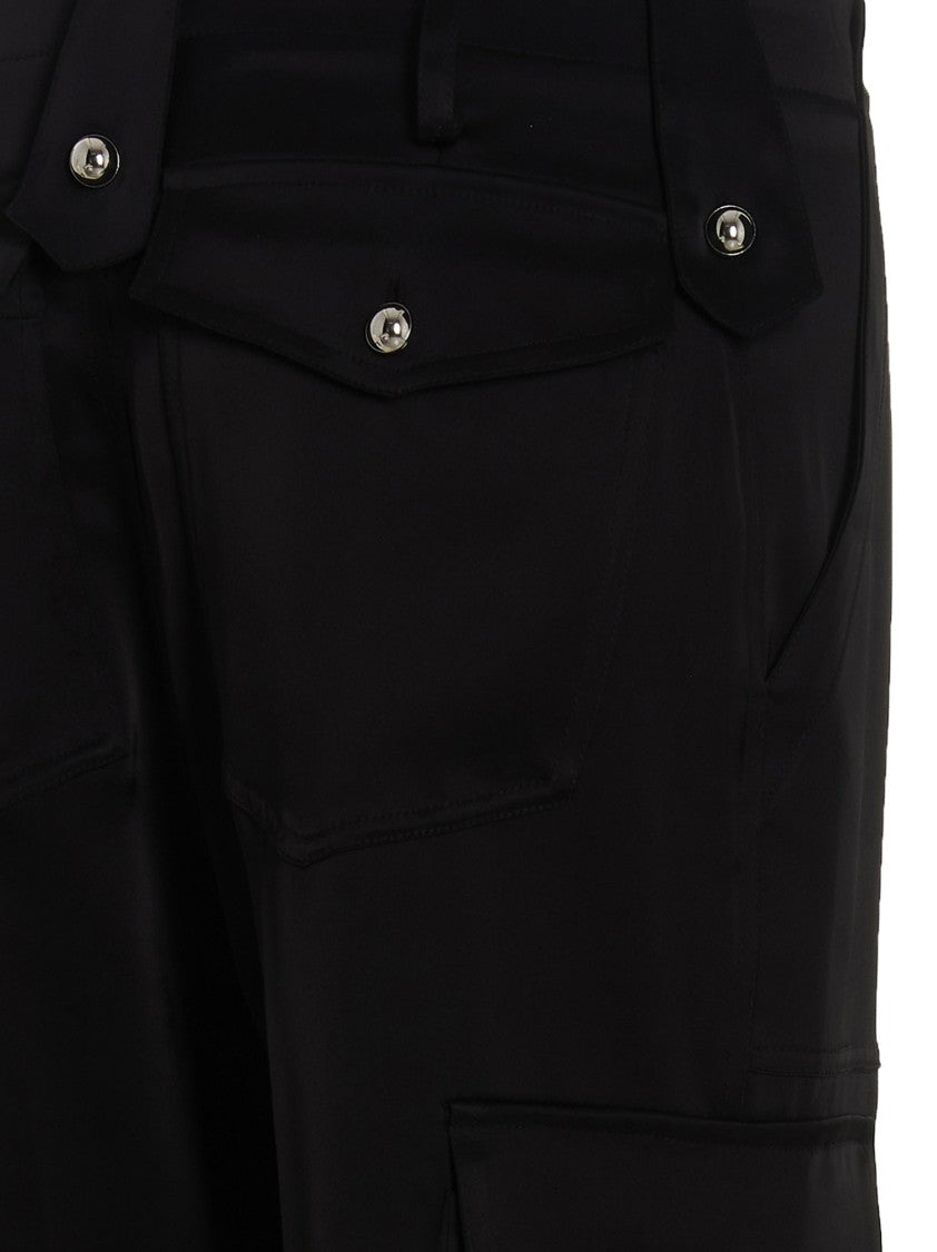David Koma Satin-Finish Cargo Pants With Multi-Pockets