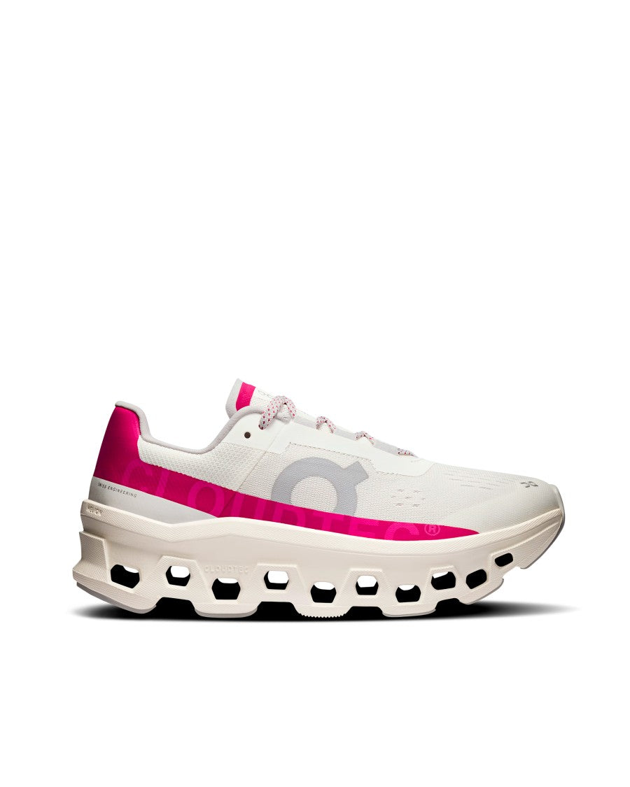 On Cloudmonster Sneakers In Ivory With Grenadine Accents
